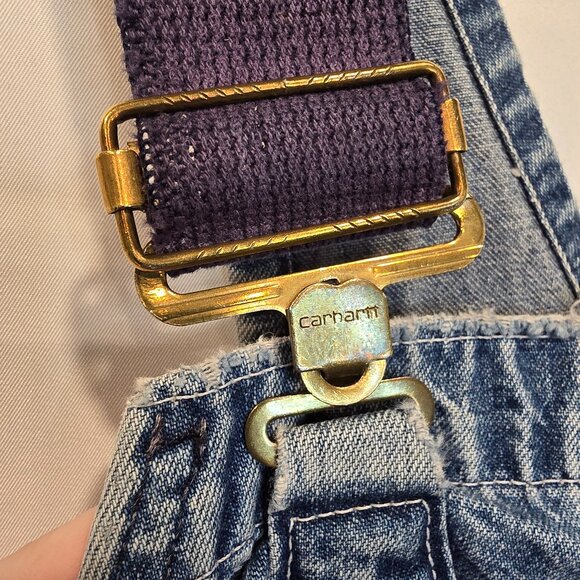 Vintage Carhartt Overalls Mens Blue Denim Farmer Construction - Picture 15 of 16